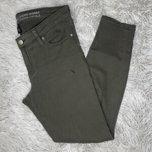 Womens GAP Sz 4 Olive Green Legging Skimmer Jeans Distressed Skinny 26.5” Inseam
